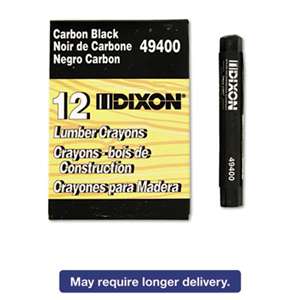 DIXON TICONDEROGA CO. Lumber Crayons, 4 1/2 x 1/2, Carbon Black, Dozen