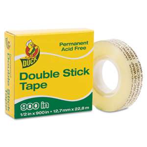 SHURTECH Permanent Double-Stick Tape, 1/2" x 900", 1" Core, Clear