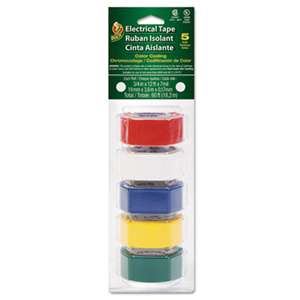 SHURTECH Electrical Tape, 3/4" x 12 ft, 1" Core, Assorted, 5/Pack