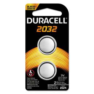 Duracell DL2032B2PK Lithium Medical Battery, 3V, 2/Pk