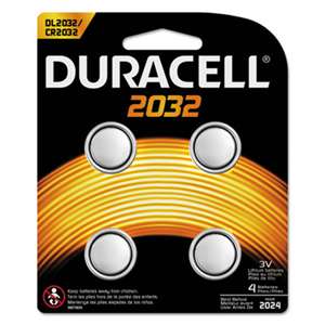 Duracell DL2032B4PK Lithium Medical Battery, 3V, 2032, 4/Pk