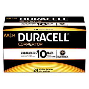 Duracell MN1500B24 CopperTop Alkaline Batteries with Duralock Power Preserve Technology, AA, 24/Box
