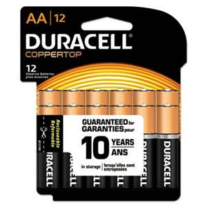 Duracell MN15RT12Z CopperTop Alkaline Batteries with Duralock Power Preserve Technology, AA, 12/Pk