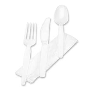 DIXIE FOOD SERVICE Wrapped Tableware/Napkin Packets, Fork/Knife/Spoon/Napkin, White, 250/Carton