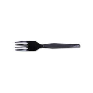 DIXIE FOOD SERVICE Plastic Cutlery, Heavy Mediumweight Forks, Black, 100/Box