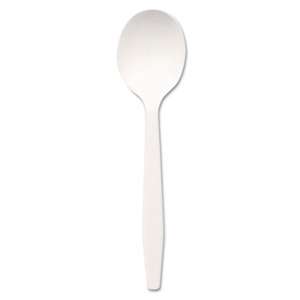 DIXIE FOOD SERVICE Plastic Cutlery, Mediumweight Soup Spoons, White, 1000/Carton