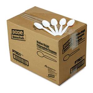 DIXIE FOOD SERVICE Plastic Cutlery, Mediumweight Teaspoons, White, 1000/Carton