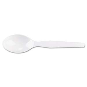 DIXIE FOOD SERVICE Plastic Cutlery, Heavy Mediumweight Teaspoons, White, 100/Box