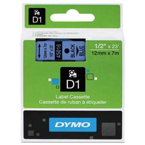 DYMO 45016 D1 Polyester High-Performance Removable Label Tape, 1/2in x 23ft, Black on Blue