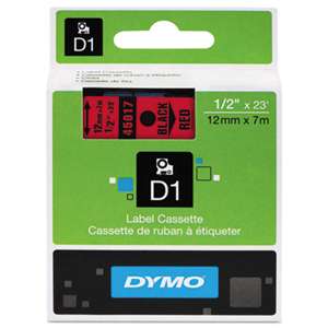DYMO 45017 D1 Polyester High-Performance Removable Label Tape, 1/2in x 23ft, Black on Red