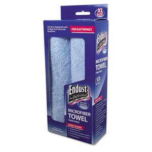 NORAZZA, INC. Large-Sized Microfiber Towels Two-Pack, 15 x 15, Unscented, Blue, 2/Pack