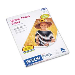 EPSON AMERICA, INC. Glossy Photo Paper, 52 lbs., Glossy, 8-1/2 x 11, 50 Sheets/Pack