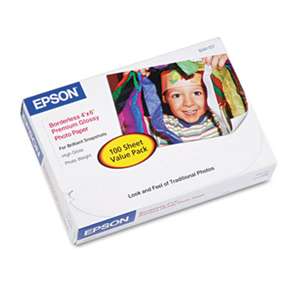 EPSON AMERICA, INC. Premium Photo Paper, 68 lbs., High-Gloss, 4 x 6, 100 Sheets/Pack