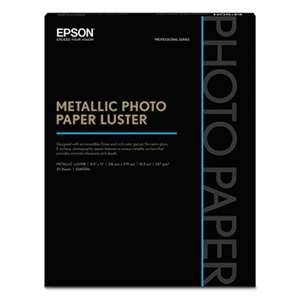 EPSON AMERICA, INC. Professional Media Metallic Photo Paper Luster, White, 8 1/2 x 11, 25 Sheets