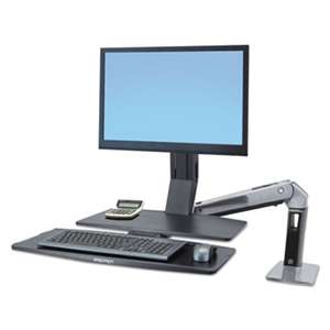 ERGOTRON INC WorkFit-A Sit-Stand Workstation w/Worksurface+, LCD HD Monitor, Aluminum/Black