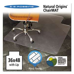 E.S. ROBBINS Natural Origins Chair Mat With Lip For Hard Floors, 36 x 48, Clear