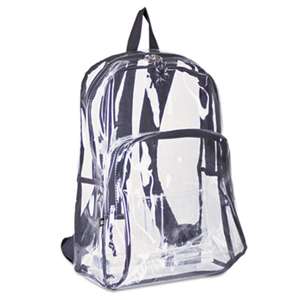 EASTSPORT, INC. Backpack, PVC Plastic, 12 1/2 x 5 1/2 x 17 1/2, Clear/Black