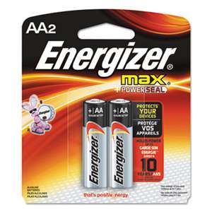 Energizer E91BP2 MAX Alkaline Batteries, AA, 2 Batteries/Pack