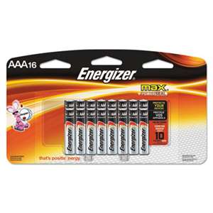Energizer E92LP16 MAX Alkaline Batteries, AAA, 16 Batteries/Pack