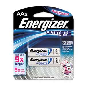 Energizer L91BP2 Lithium Batteries, AA, 2 Batteries/Pack