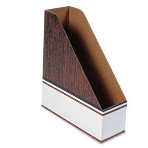 FELLOWES MFG. CO. Corrugated Cardboard Magazine File, 4 x 11 x 12 3/4, Wood Grain, 12/Carton