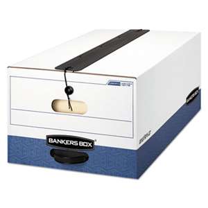 FELLOWES MFG. CO. LIBERTY Plus Storage Box, Legal, String/Button, White/Blue, 12/Carton