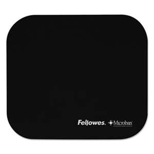 Fellowes 5933901 Mouse Pad w/Microban, Nonskid Base, 9 x 8, Black