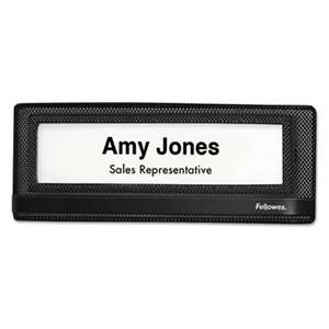 Fellowes 7703201 Mesh Partition Additions Nameplate, 9 1/4 x 5/8 x 3 3/8, Black