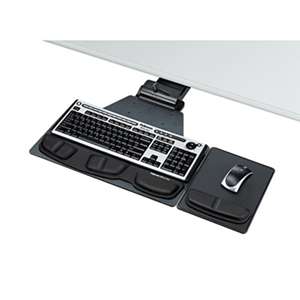 Fellowes 8035901 Professional Corner Executive Keyboard Tray, 19w x 14-3/4d, Black