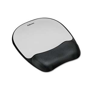 Fellowes 9175801 Memory Foam Mouse Pad Wrist Rest, 7 15/16 x 9 1/4, Black/Silver