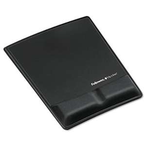 FELLOWES MFG. CO. Memory Foam Wrist Support w/Attached Mouse Pad, Black