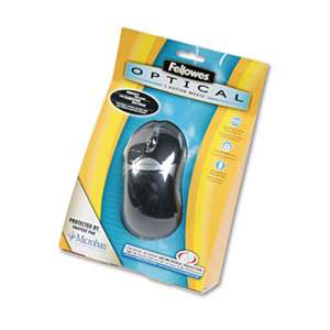 FELLOWES MFG. CO. Optical Mouse, Antimicrobial, Five-Button/Scroll, Programmable, Black/Silver