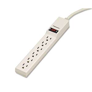 FELLOWES MFG. CO. Six-Outlet Power Strip, 120V, 4ft Cord, 10 7/8 x 1 7/8 x 1 5/8, Platinum