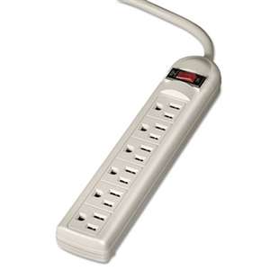 Fellowes 99028 Six-Outlet Power Strip, 120V, 6ft Cord, 9 5/8 x 1 13/16 x 1 7/16, Platinum