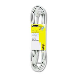 Fellowes 99596 Indoor Heavy-Duty Extension Cord, 3-Prong Plug, 1-Outlet, 15ft Length, Gray