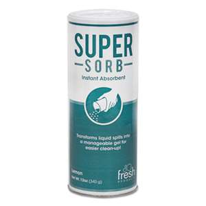 FRESH PRODUCTS Super-Sorb Liquid Spill Absorbent, Powder, Lemon-Scent, 12 oz. Shaker Can