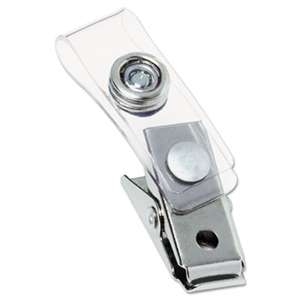 GBC-COMMERCIAL & CONSUMER GRP Metal Badge Clips with Plastic Straps, Silver, 100/Box