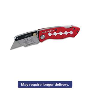 GREAT NECK SAW MFG. Sheffield Lockback Knife, 1 Utility Blade, Red