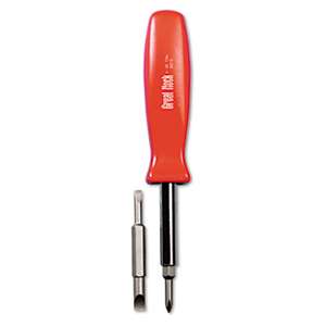 GREAT NECK SAW MFG. 4 in-1 Screwdriver w/Interchangeable Phillips/Standard Bits, Assorted Colors