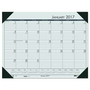 HOUSE OF DOOLITTLE Recycled EcoTones Woodland Green Monthly Desk Pad Calendar, 22 x 17, 2017