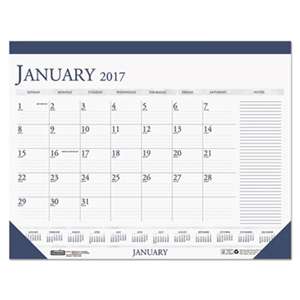 HOUSE OF DOOLITTLE Recycled Two-Color Monthly Desk Pad Calendar w/Large Notes Section, 22x17, 2017