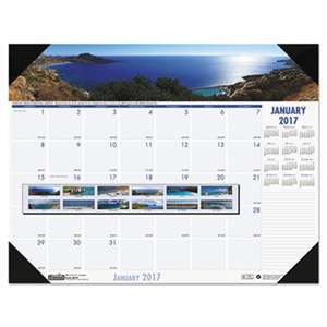 HOUSE OF DOOLITTLE Recycled Coastlines Photographic Monthly Desk Pad Calendar, 22 x 17, 2017