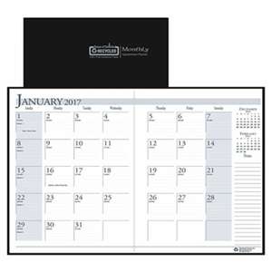 HOUSE OF DOOLITTLE Recycled Ruled Planner with Stitched Leatherette Cover, 8.5x11, Black, 2016-2018