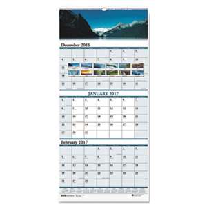 HOUSE OF DOOLITTLE Recycled Scenic Landscapes Three-Months/Page Wall Calendar, 12.25x26, 2016-2018