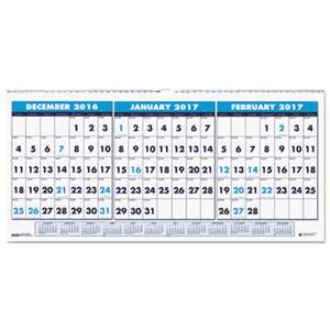 HOUSE OF DOOLITTLE Recycled Three-Month Horizontal Wall Calendar, 23 1/2 x 12, 14-Month, 2016-2018