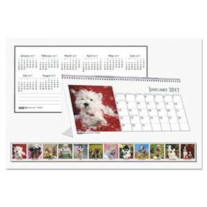 HOUSE OF DOOLITTLE Recycled Puppy Photos Desk Tent Monthly Calendar, 8 1/2 x 4 1/2, 2017