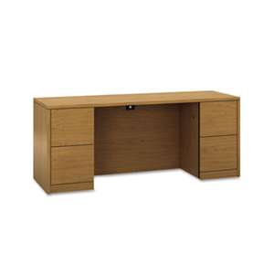 HON COMPANY 10500 Series Kneespace Credenza With Full-Height Pedestals, 72w x 24d, Harvest