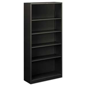 HON COMPANY Metal Bookcase, Five-Shelf, 34-1/2w x 12-5/8d x 71h, Charcoal