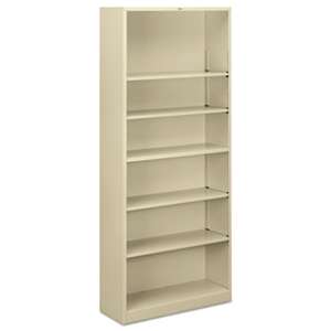 HON COMPANY Metal Bookcase, Six-Shelf, 34-1/2w x 12-5/8d x 81-1/8h, Putty