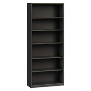 HON COMPANY Metal Bookcase, Six-Shelf, 34-1/2w x 12-5/8d x 81-1/8h, Charcoal